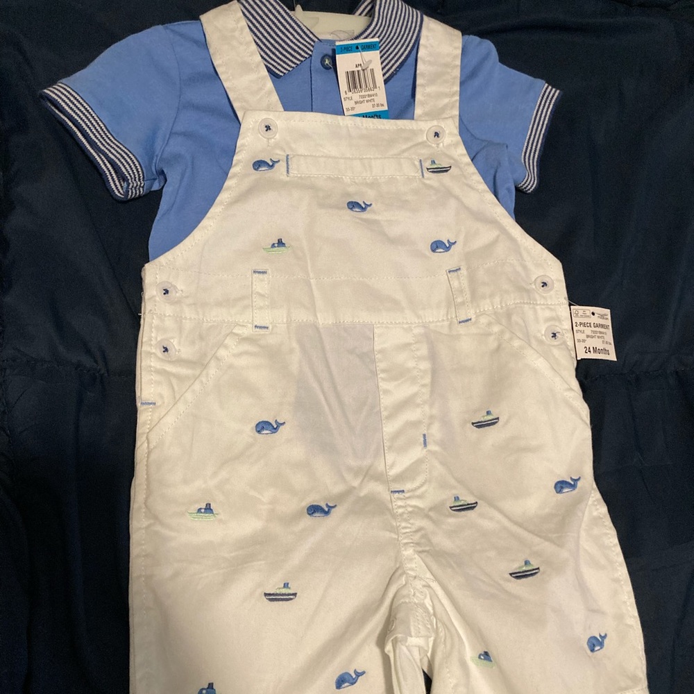 Nautical two piece overall and polo shirt